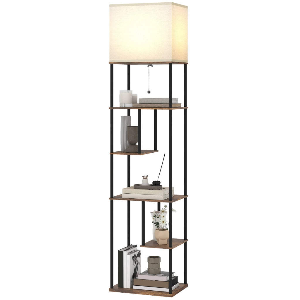 Lampada da terra con ripiani ¨C Zephmum ¨C Marrone 40x29x171 cm