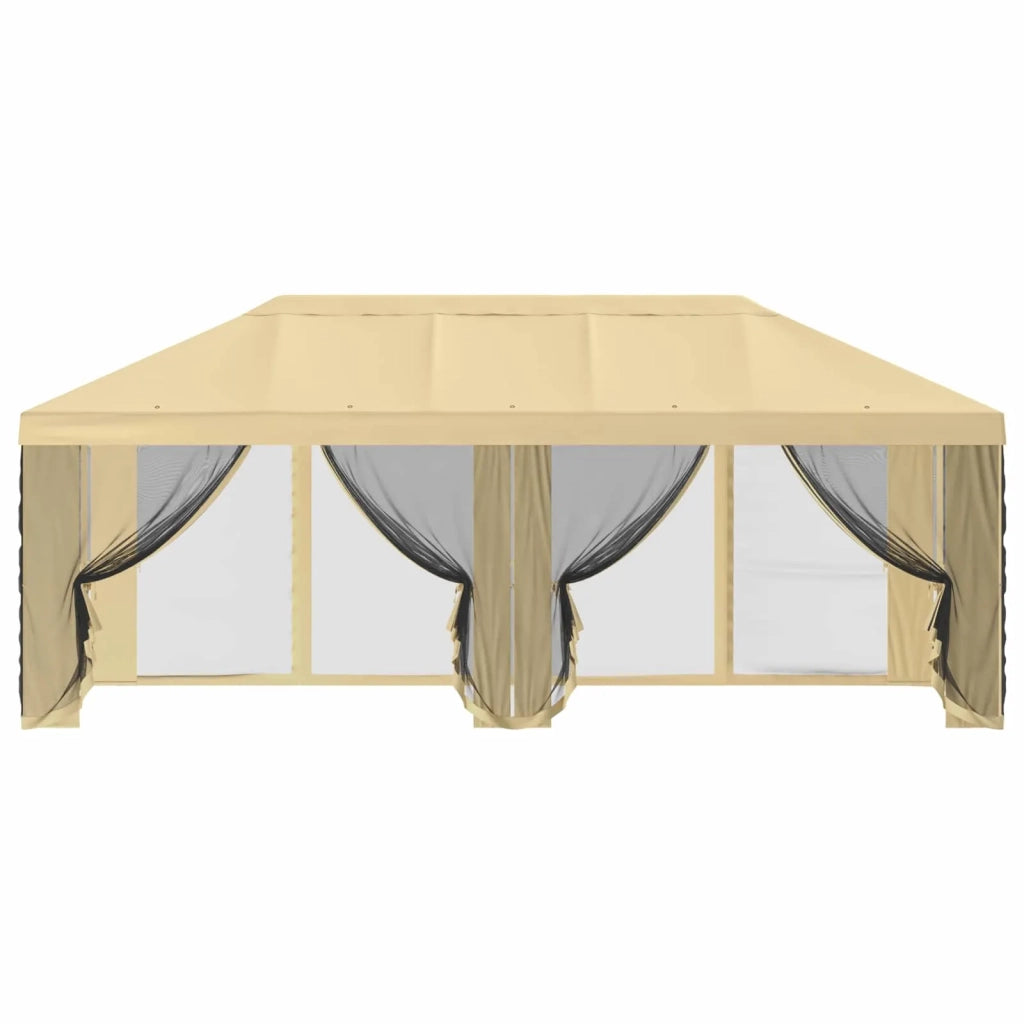 Copertura Gazebo con Pareti Laterali 6 x 3 m Crema Poliestere 900411