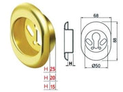 BOCCHETTA ANTISTRAPPO KT52 OTTONATO LUCIDO  mm.68x88x15h ø mm.50 (KT5240)    DISEC