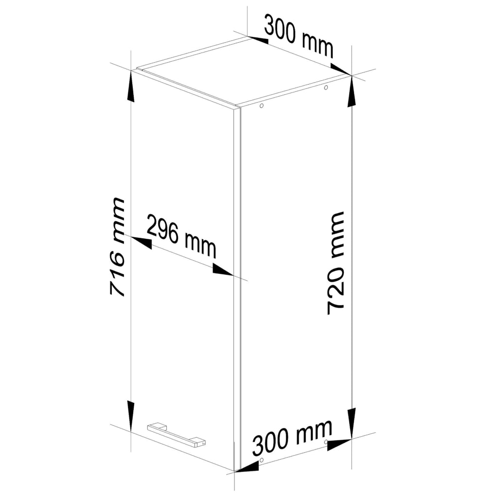 Mobile da cucina pensile sistema AKORD OLIWIA 30 cm H720 Bianco inserto frontale Cemento Grigio Cemento 1 anta 30x30x72 cm