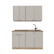 Cucina completa Fame-Line GrigioBeige/Rovere dorato 140 cm, PL Rovere Vicco