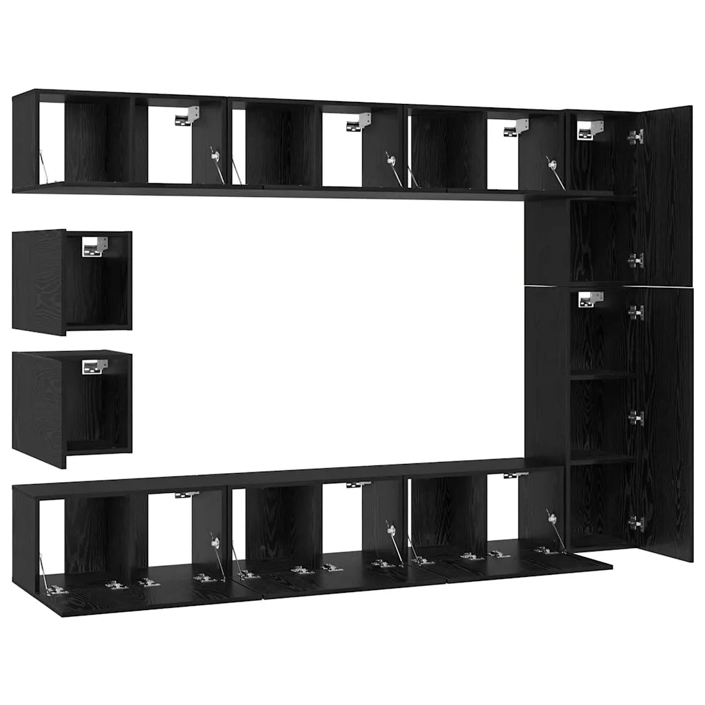 Set mobile TV 10 pcs Rovere Nero Legno multistrato 3393244