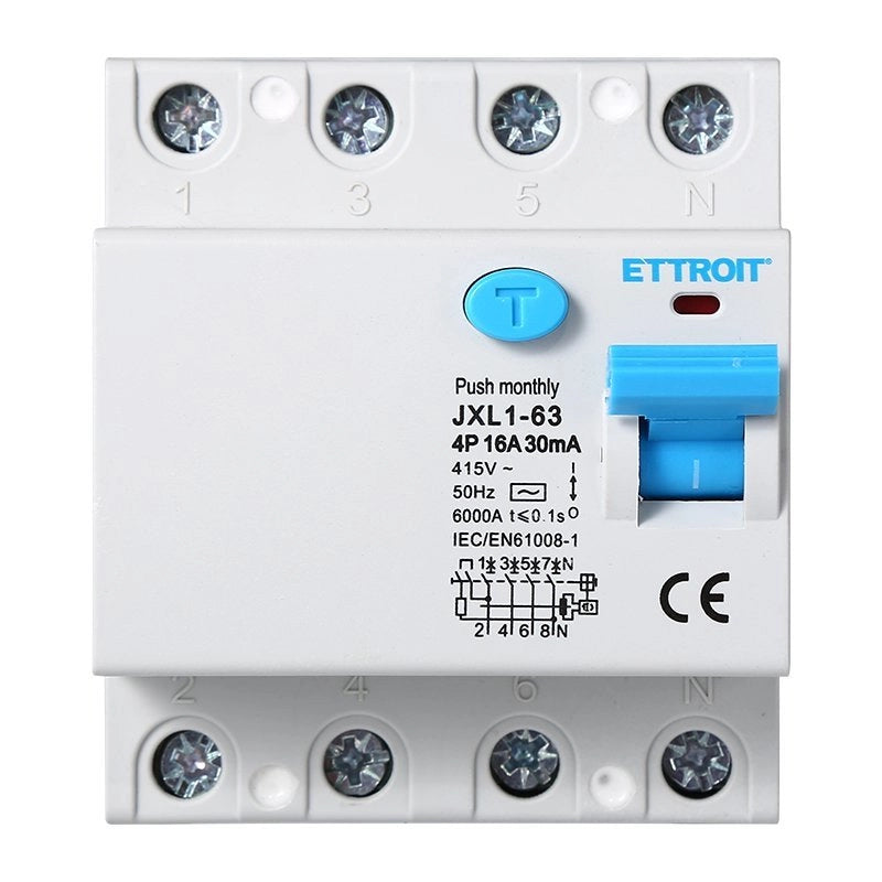 Interruttore Differenziale Puro 4P 16A 6kA 30mA 380V Salvavita Differenziale Occupa 4 Moduli DIN