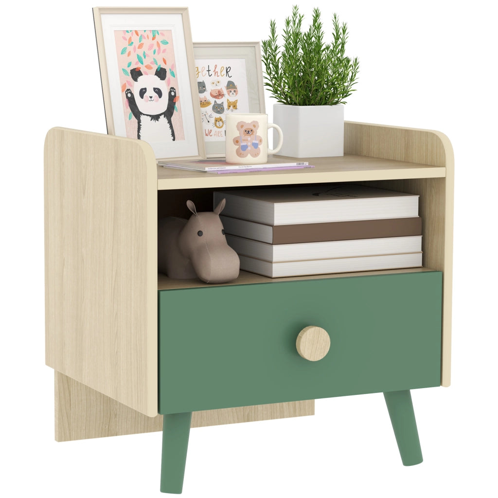 Tavolino da notte per bambini ¨C zephmum ¨C con cassetto e nicchia, legno