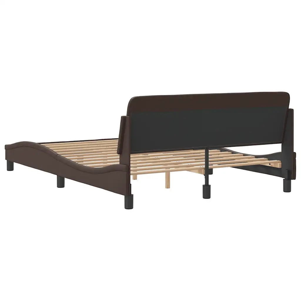 Letto matrimoniale | Letto per adulti | Giroletto Dover Marrone 120x200 cm in Similpelle