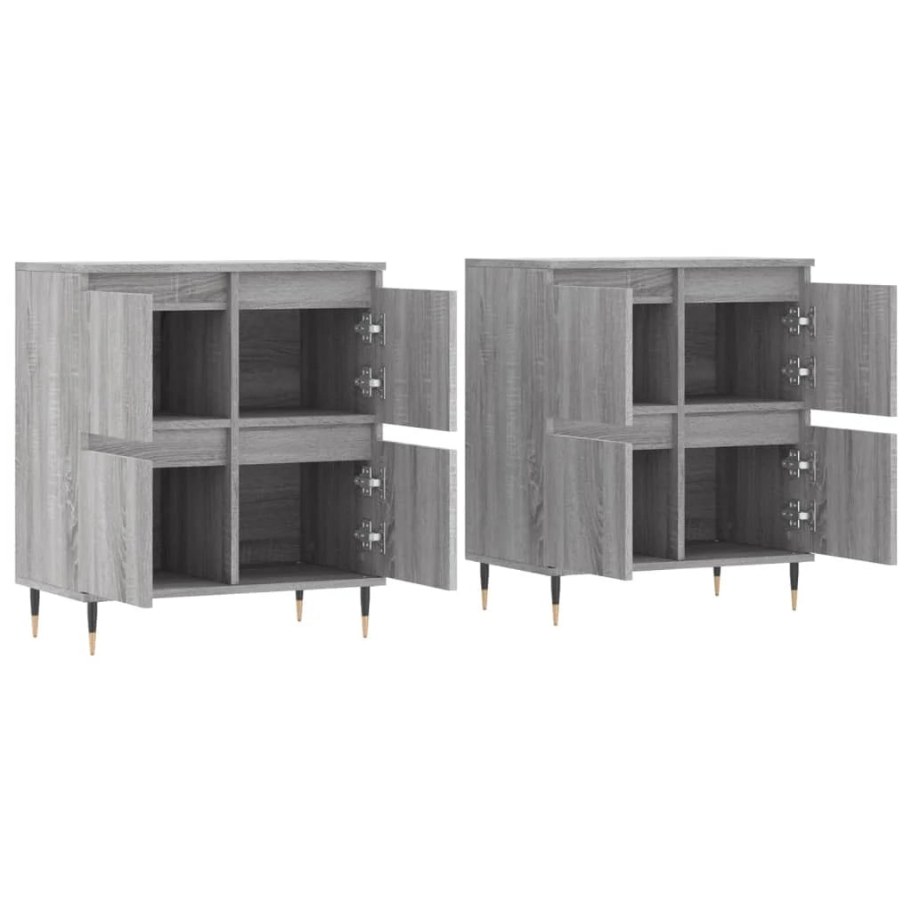 Buffet credenza cassettiera armadio mobile contenitore organizer cucina soggiorno salotti set di 2 legno ingegnerizzato Sonoma grigio 02_0036982