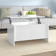 Tavolino Salotto Bianco Lucido 80x55,5x41,5cm Legno Multistrato 809680