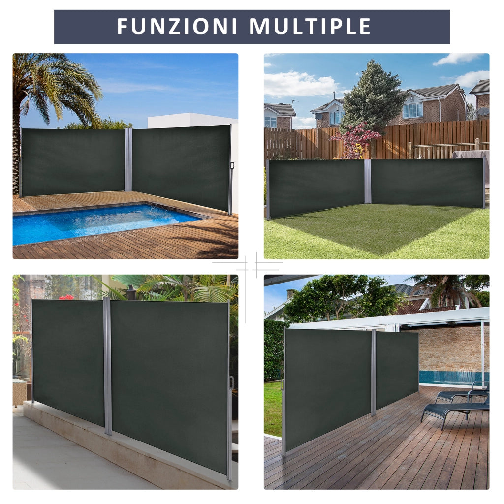 Divisore da Giardino in Poliestere e Metallo Regolabile ¨C zephmum ¨C Grigio 600x180 cm