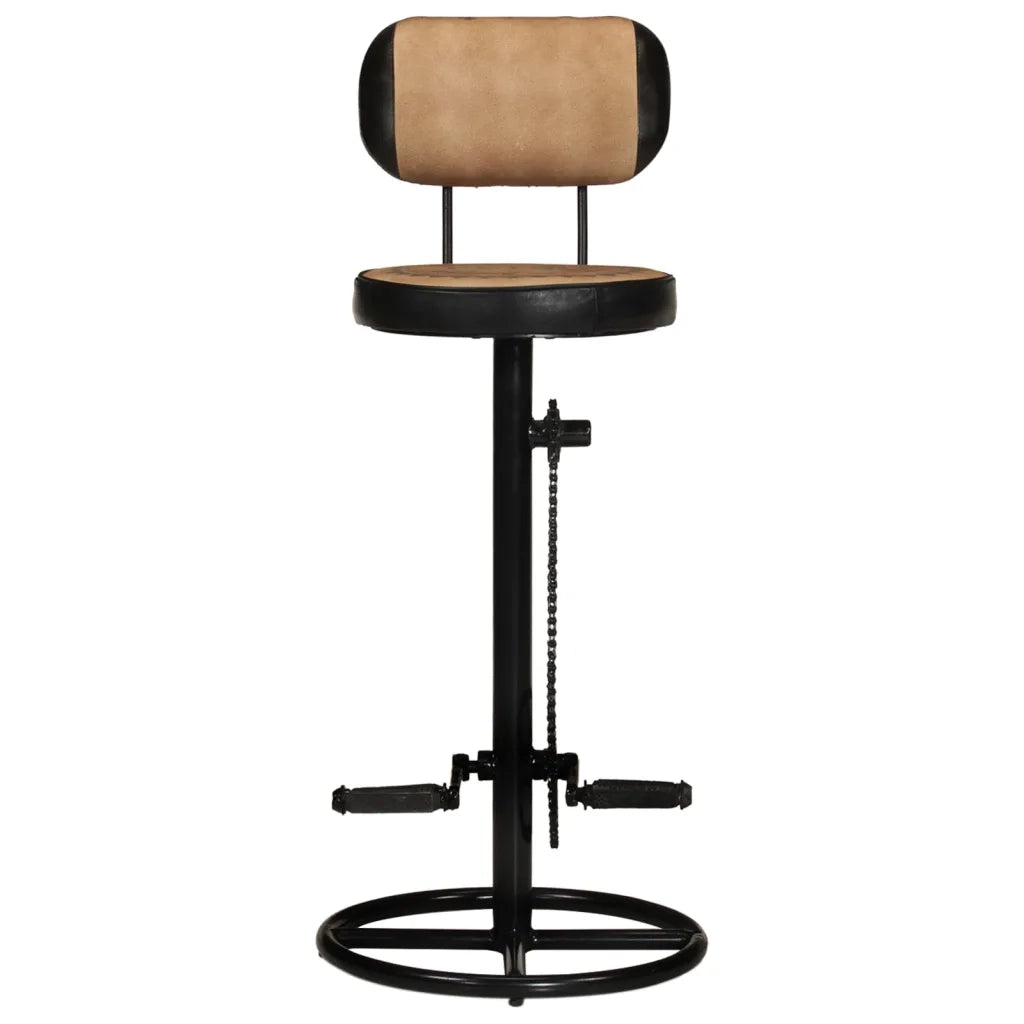 Sgabelli da Bar 2 pz con Stampa Marrone e Nero Pelle di Capra 338217