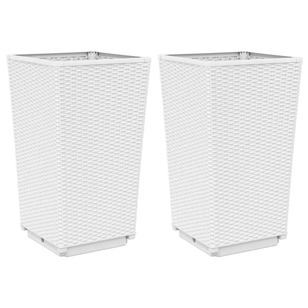 Fioriere da Giardino 2 pz Bianche 32,5x32,5x57 cm in PP 367849