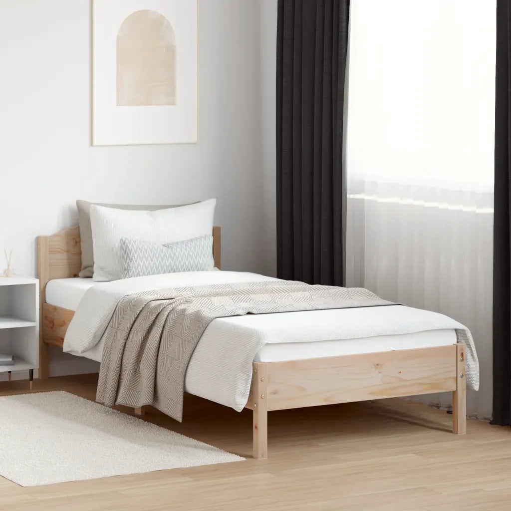 Letto singolo | Letto per adulti | Giroletto senza Materasso 100x200 cm in Legno Massello di Pino