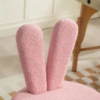 Sedia da Scrivania a Orecchie di Coniglio ad Altezza Regolabile e Rivestita in Pile Teddy Rosa, 53x53x70-84 cm