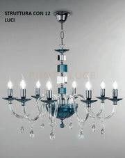 LAMPADARIO LIVIA 12 LUCI OTTANIO- TRASPARENTE E CROMO ATTACCO E14 D.85CM