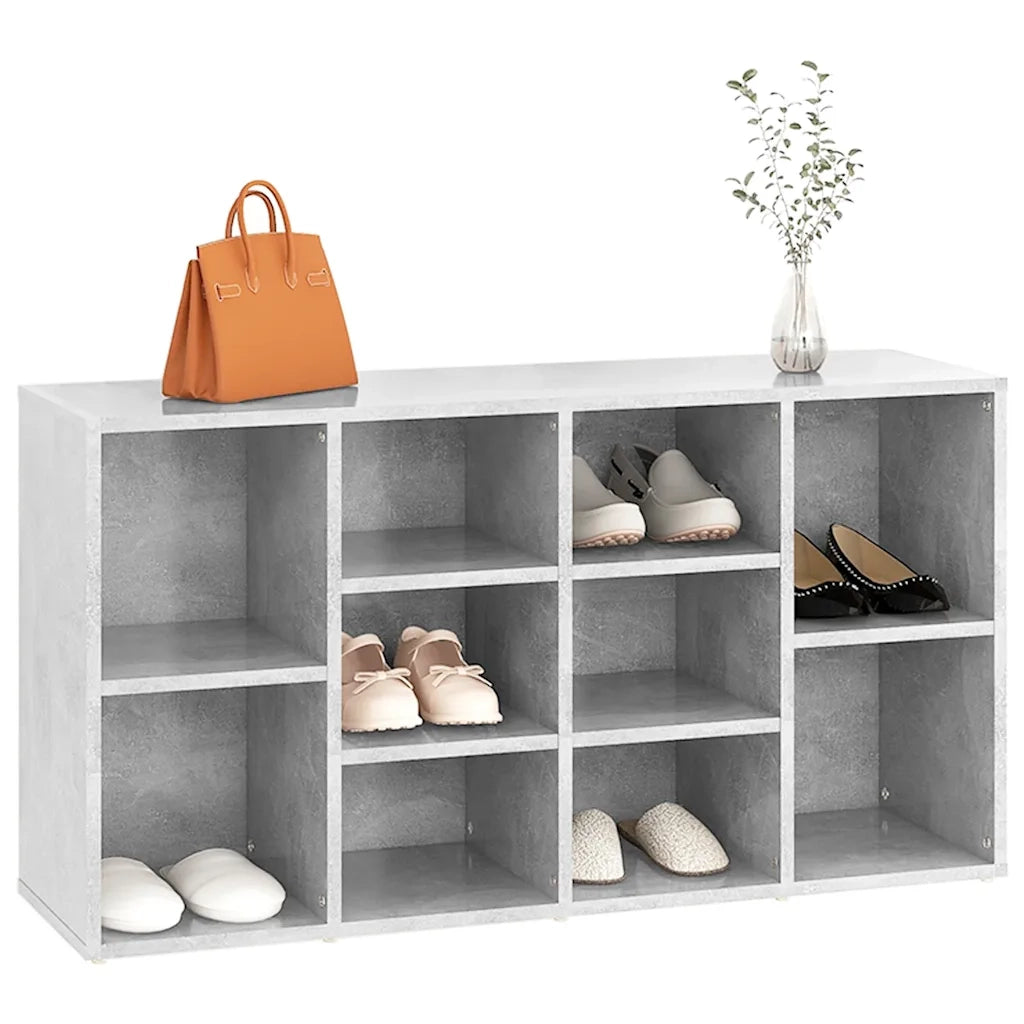 Scarpiera con Panchina-Scaffale per scarpe Grigio Cemento 103x30x55cm Multistrato