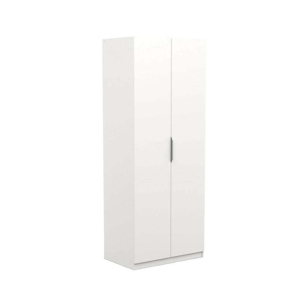Guardaroba 2 ante Fioretta, Mobile camera da letto, Cabina armadio portabiti, Armadio appendiabiti, 79x51 h203 cm, Bianco opaco