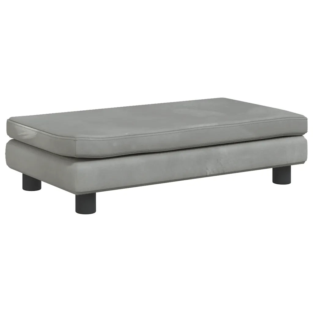Divano Bambini Poggiapiedi-Sofa-Divanetto Bambini Grigio Chiaro 100x50x30 cm Velluto