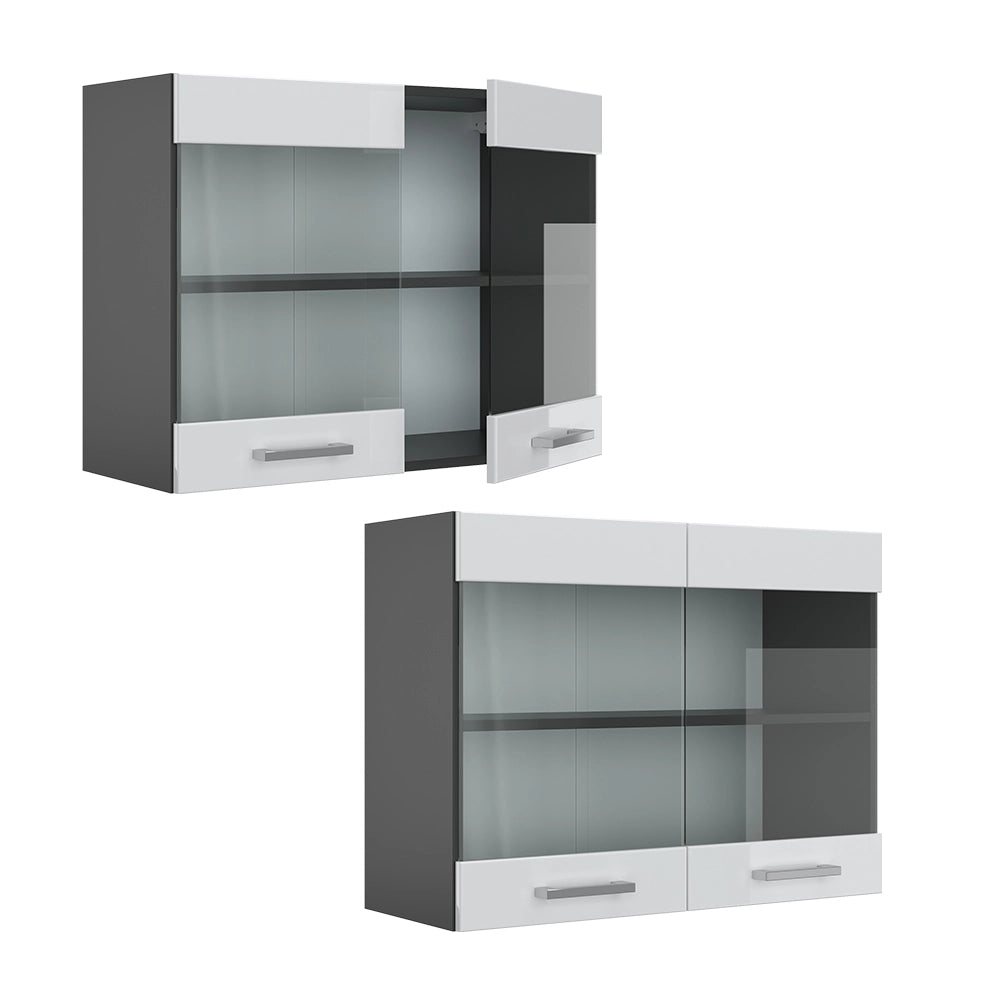 Vicco Mobile da cucina in vetro Bianco lucido 80 cm