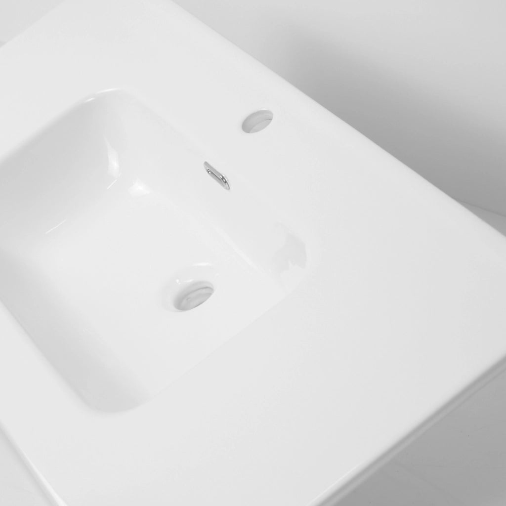 Lavabo ad incasso in ceramica bianco lucido per mobili bagno *** misure 101x46 cm, confezione 1