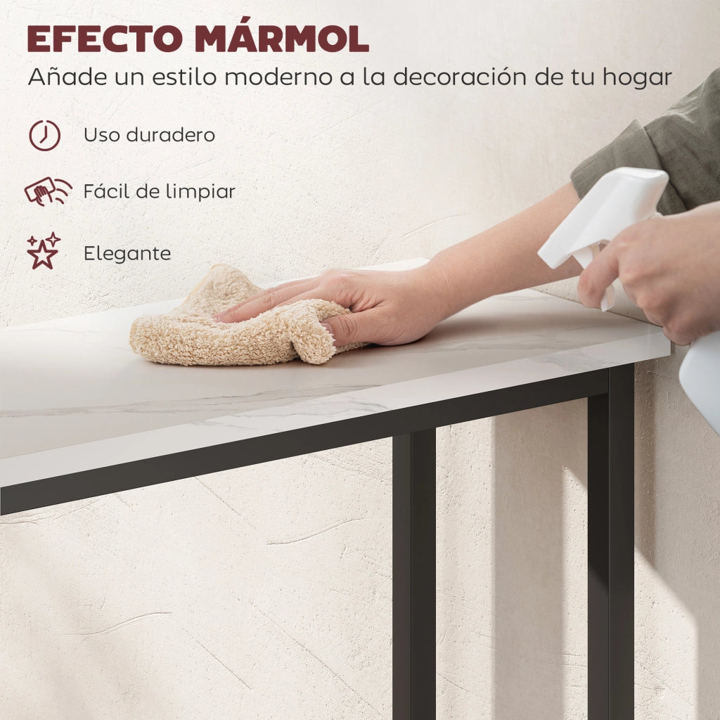 Consolle Ingresso Slim ¨C Xylo ¨C Effetto Marmo Bianco Nero Metallo 75x24x76 cm