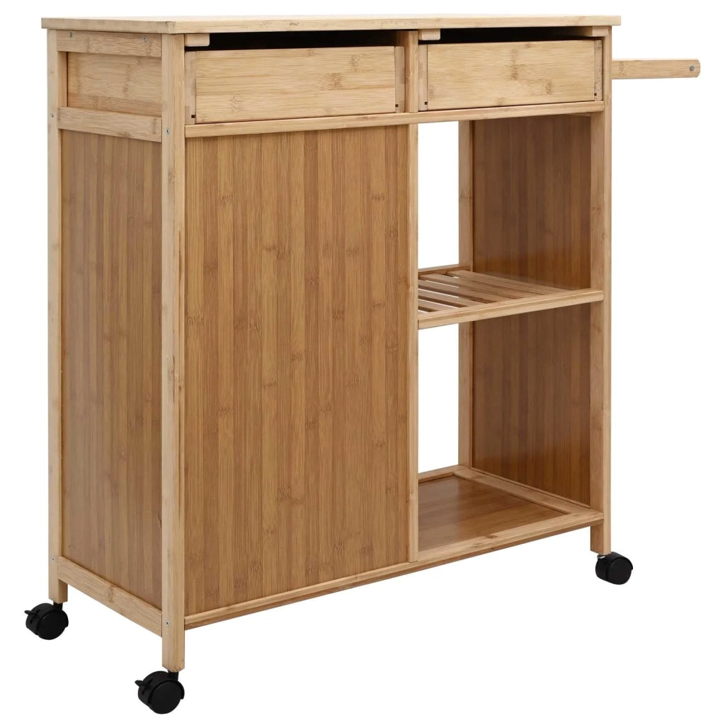 Carrello da Cucina con Ruote Naturale 90,5 x 36 x 86,5 cm Bambù