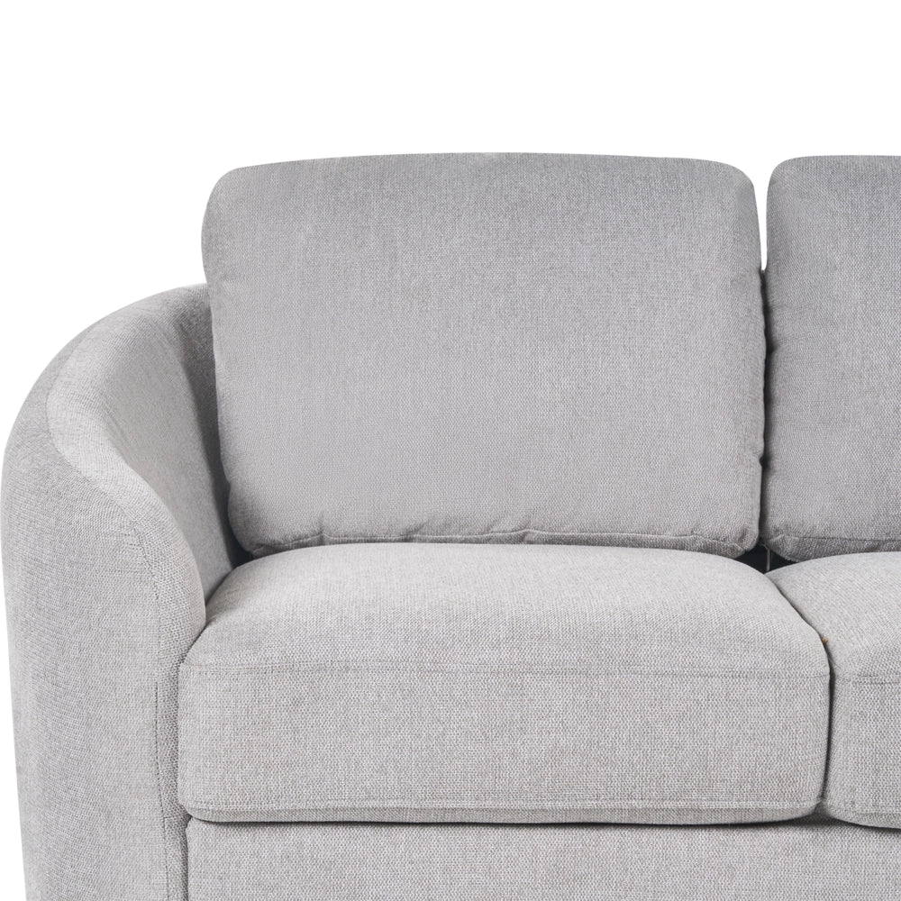 Divano 2 posti in tessuto grigio con piedi dorati curve morbide stile glamour elegante soggiorno