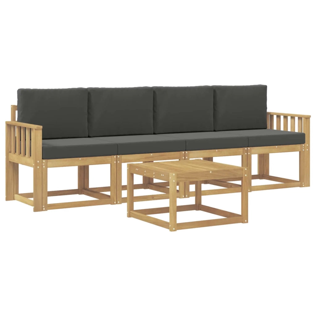 Set di divani da esterno con cuscino 5 pcs Bianco e Antracite