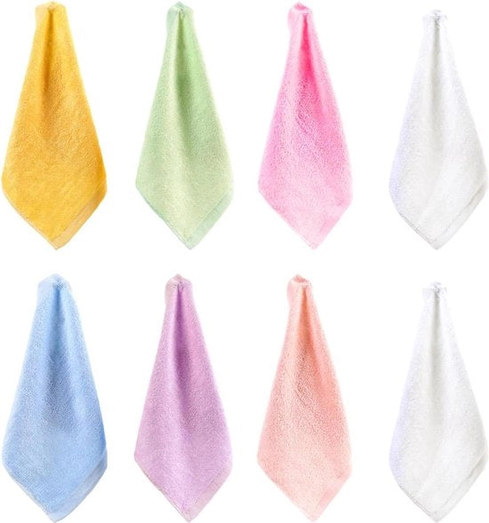 Set di 8 veli quadrati per la pulizia del viso, tovagliolo per il viso, tovagliolo per la rimozione del trucco, tovagliolo per la pulizia delle mani, 25x25 cm.