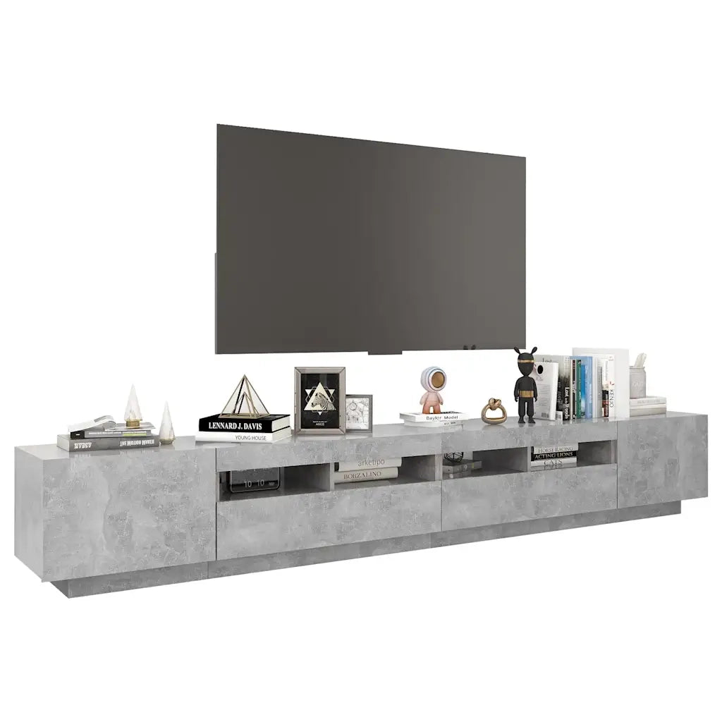 Mobile TV | Armadietto TV | Mobile Porta TV con Luci LED Grigio Cemento 260x35x40 cm