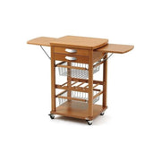 Arredamenti Italia ARREDAMENTI ITALIA_582-CW Santiago Carrello Cucina in Legno con Piani Apribili e Ruote Piroettanti colore Ciliegio