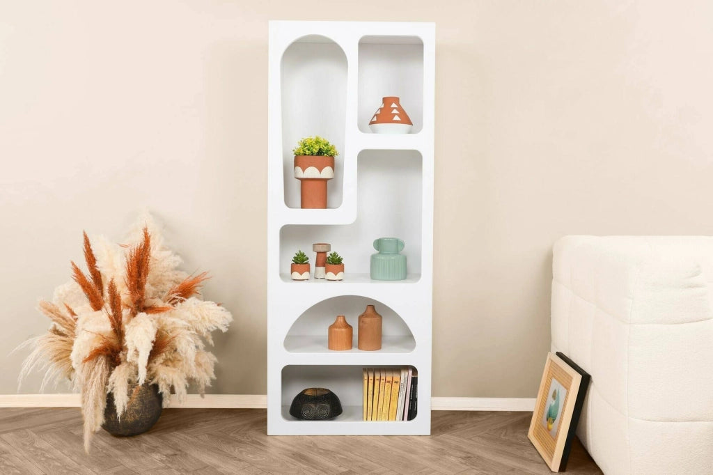 Credenza Arsenio, Buffet da soggiorno, Madia da salotto, Dispensa da cucina, 60x32h150 cm, Bianco