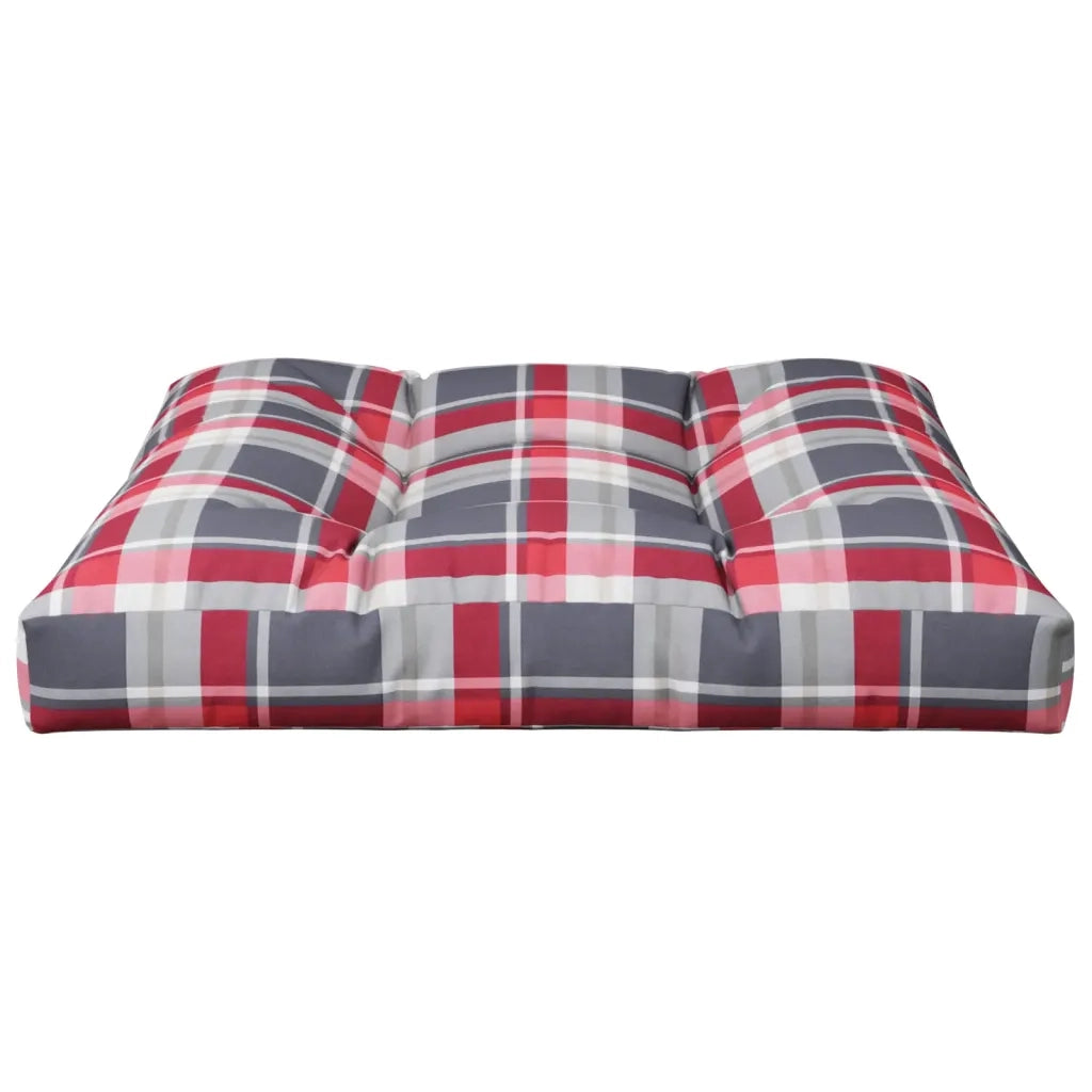 Cuscino per Pallet a Quadri Rossi 70x70x12 cm in Tessuto