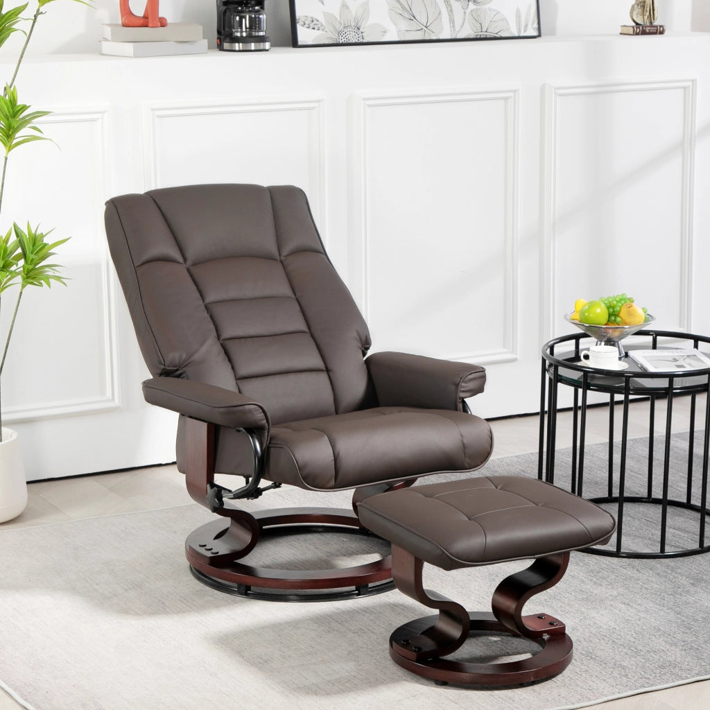 Poltrona relax girevole reclinabile con poggiapiedi ¨C zephmum ¨C similpelle marrone