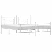 Letto matrimoniale | Letto per adulti | Giroletto con Testiera e Pediera Metallo Bianco 183x213 cm