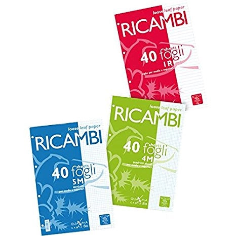 RICAMBI QUAXIMA CARTA A5 40 FOGLI 1 RIGO