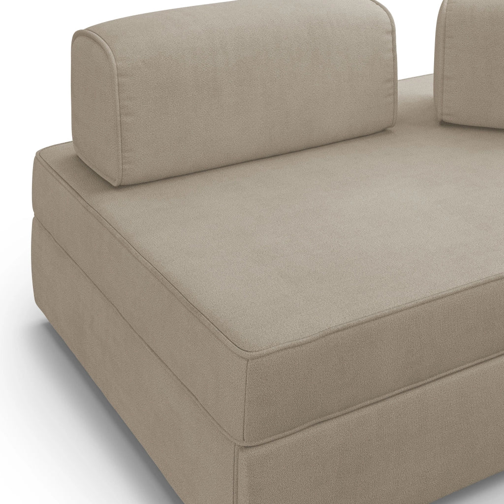 Liberty Divano con pouf estraibile e schienali movibili in tessuto morbido impermeabile T02 180 cm beige