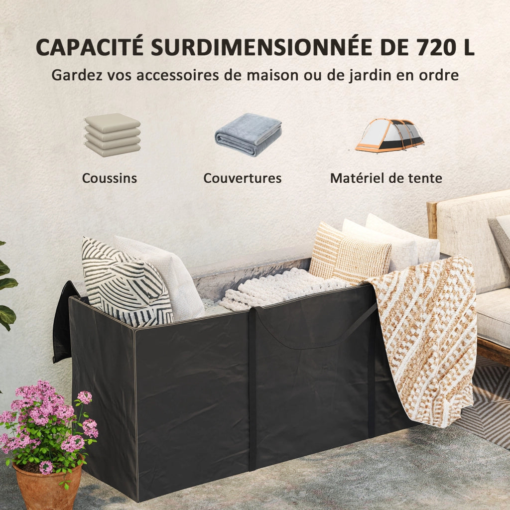 Custodia per Cuscini da Giardino Esterno ¨C Minimal ¨C Oxford Nero 175x55x75 cm