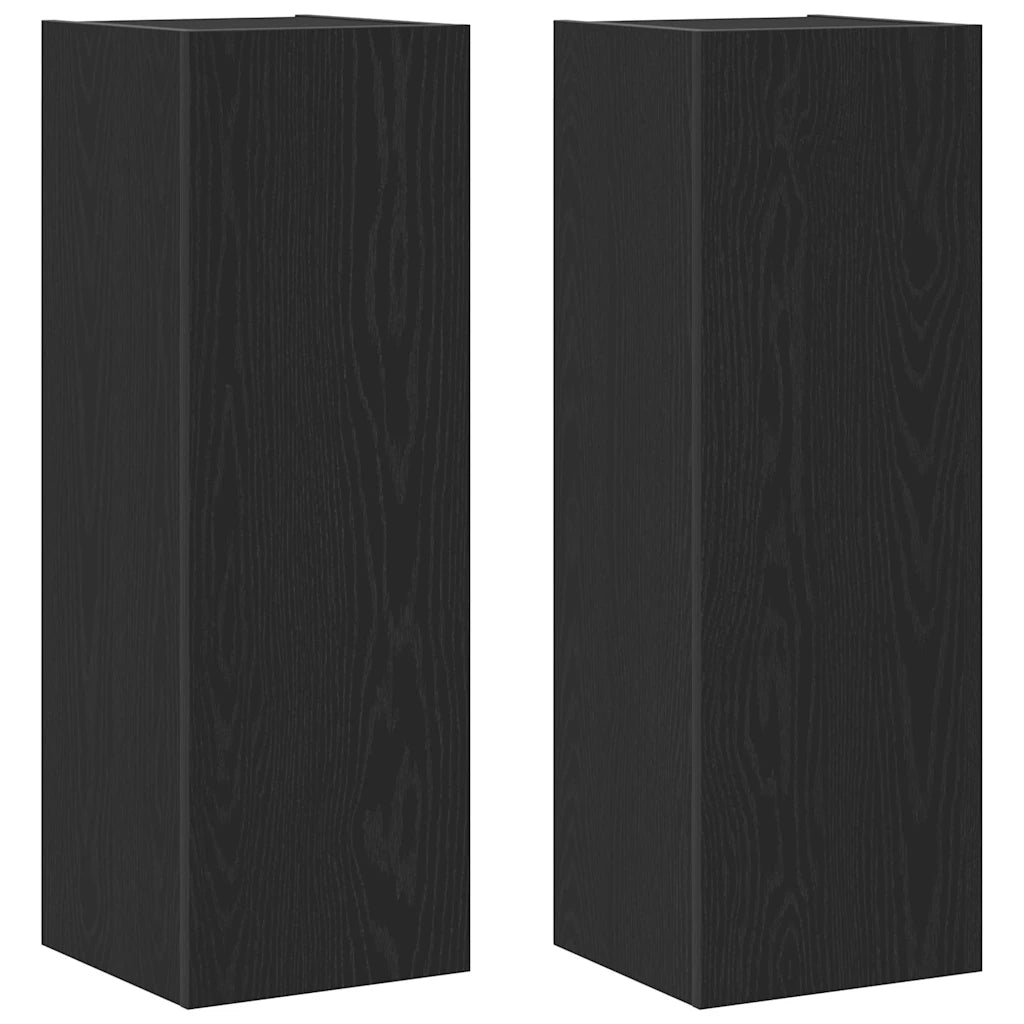 Mobile TV da Parete 2 pz-Credenza per TV sospesa Rovere Nero 30,5 x 28,5 x 90 cm