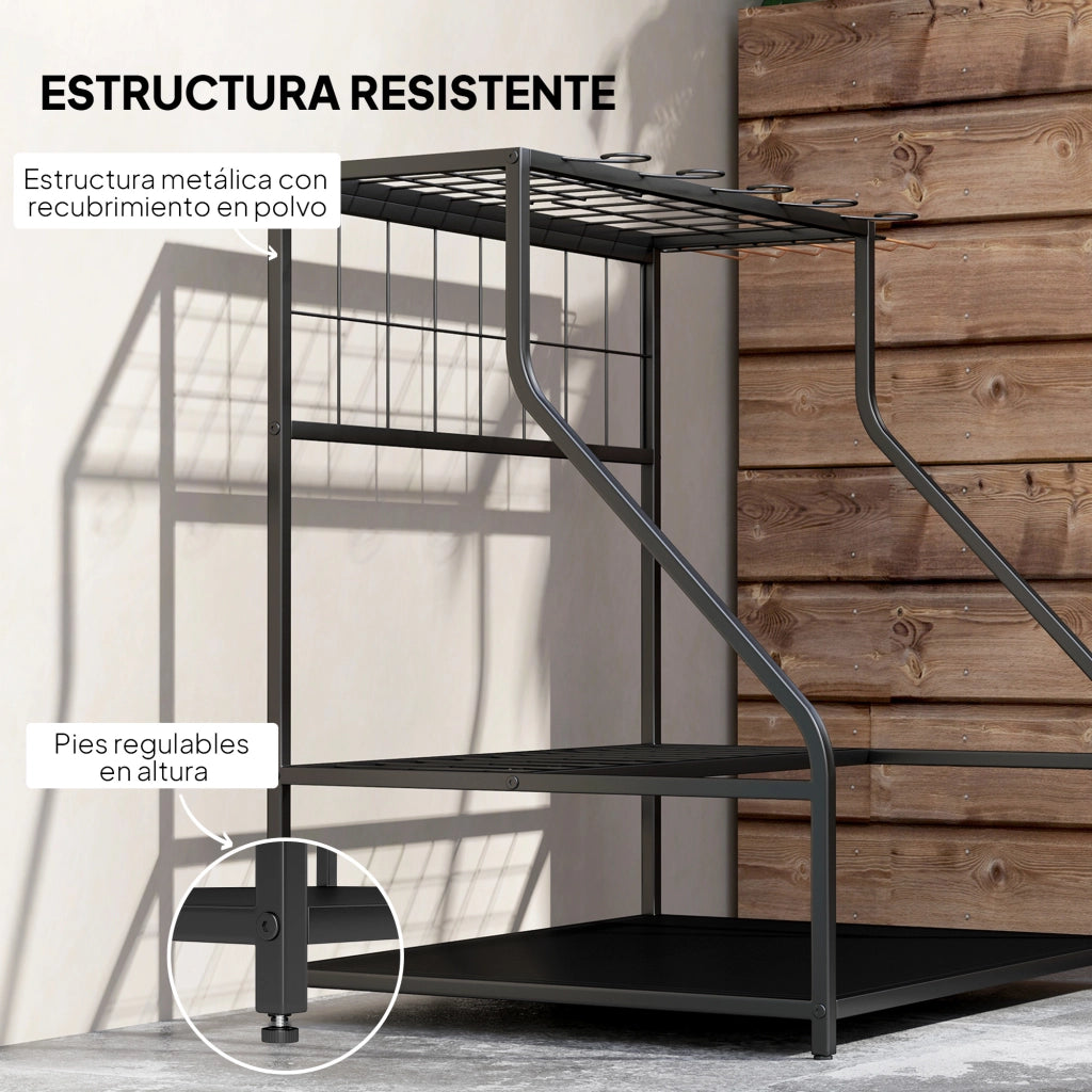 Organizer per Attrezzi da Giardino ¨C Zephmum ¨C Grigio 3 Livelli con Ganchi