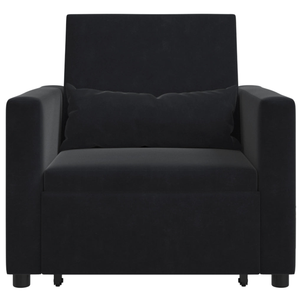 Divano Letto Convertibile 3-in-1 in Velluto Nero