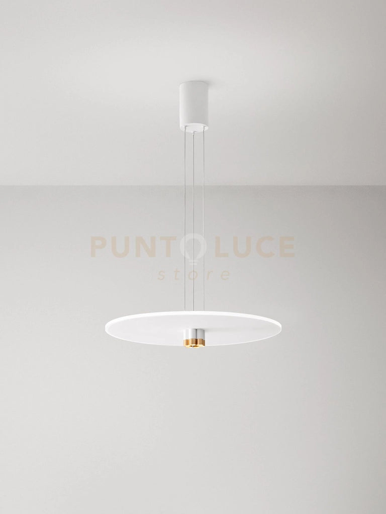 Stream Sospensione in metallo e alluminio bianco opaco oro spazzolato LED 50W 3000K 3500biemissione