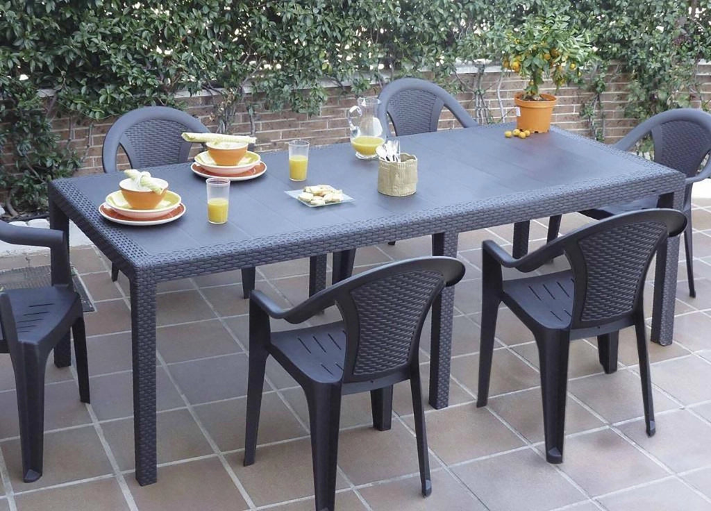 Abbaviva, Tavolo da Esterno 10 Posti Made in Italy, 150x90x72h cm Nero Antracite