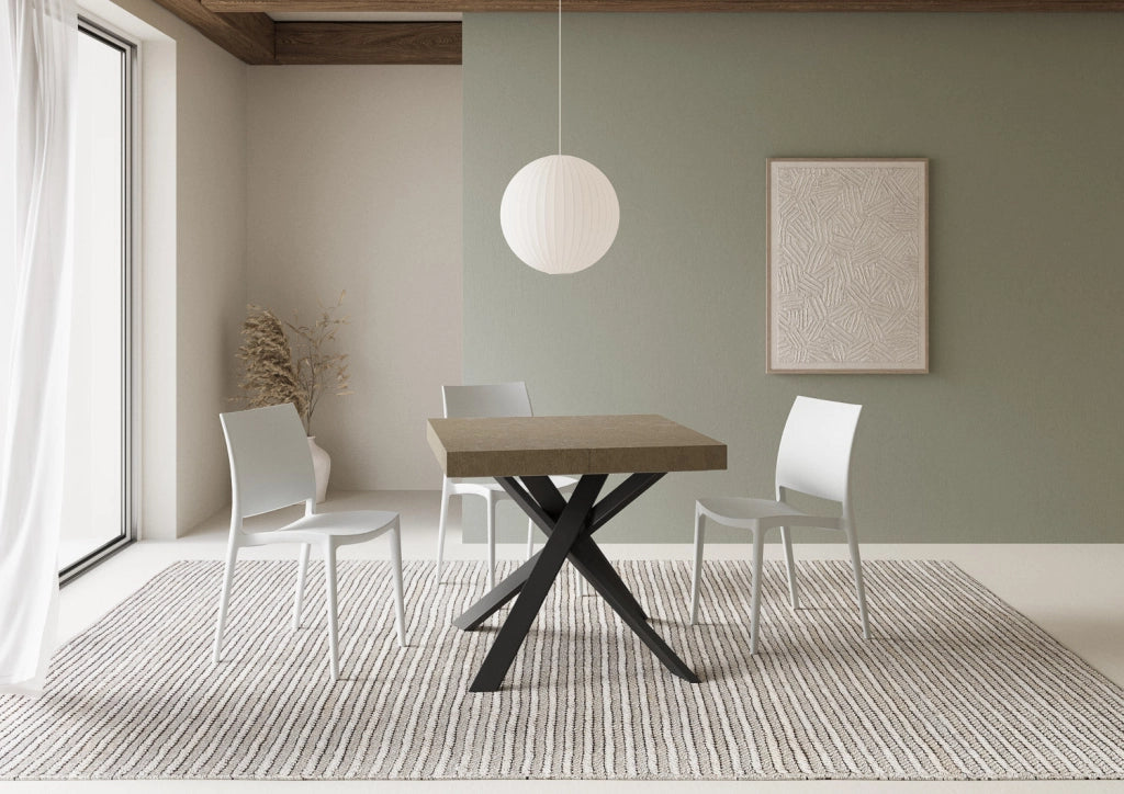 Tavolo Allungabile 90-194x90x76 cm Clerk Premium Tortora Gambe Antracite