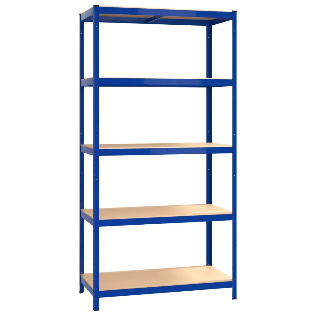 Mensole a 5 Ripiani 2pz Blu in Acciaio e Legno Multistrato cod mxl 39046