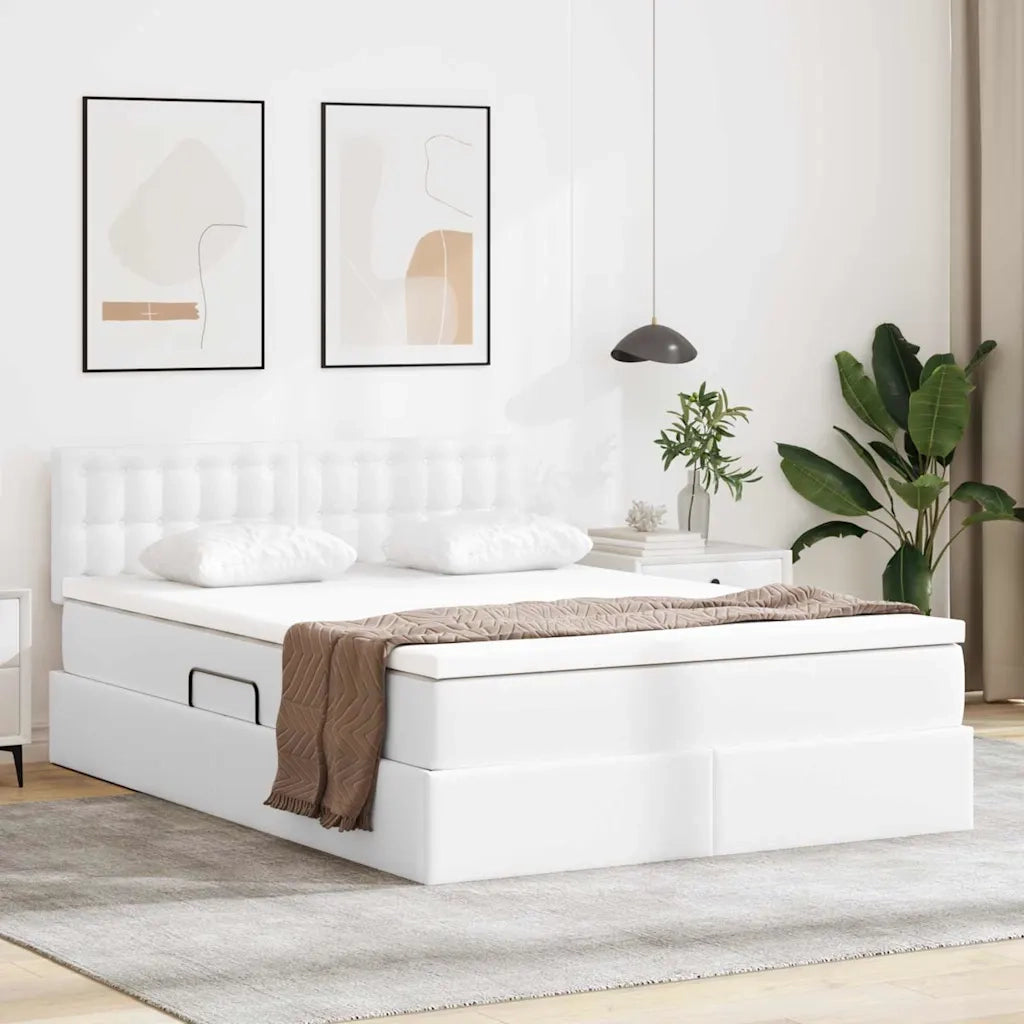 Letto con contenitore e LED con led Bianco Puro 140 x 200 cm