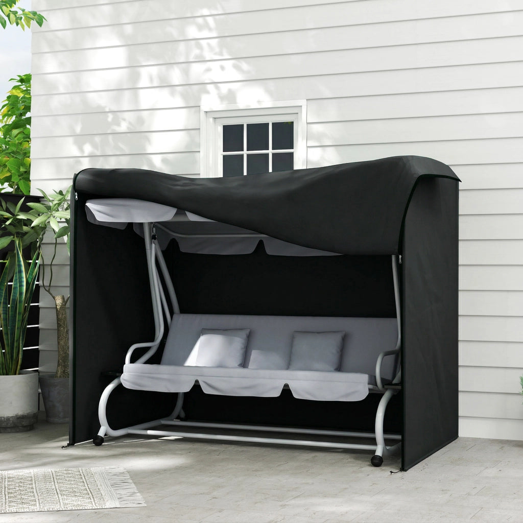 Copertura per Dondolo da Giardino 3 Posti ¨C Zephmum ¨C Nero 220x125x172 cm