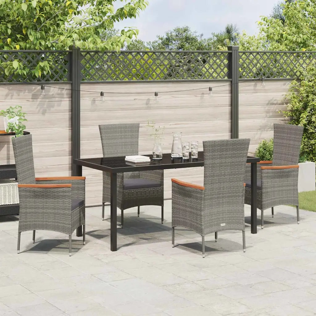 Set da Pranzo per Giardino con cuscino 5 pcs Grigio 3379432