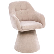 Sedia da pranzo girevole interamente rivestita in tessuto beige per soggiorno moderno