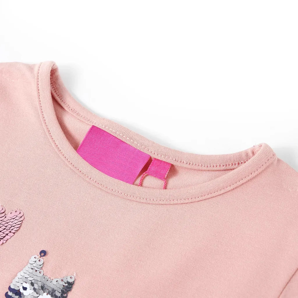Maglietta Bambina Maniche Lunghe Rosa Chiaro 116 14086