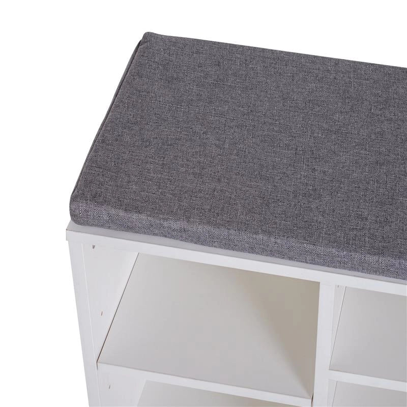 PANCHINA SCARPIERA CON RIPIANI REGOLABILI 104X30X48 CM IN LEGNO BIANCO E GRIGIO