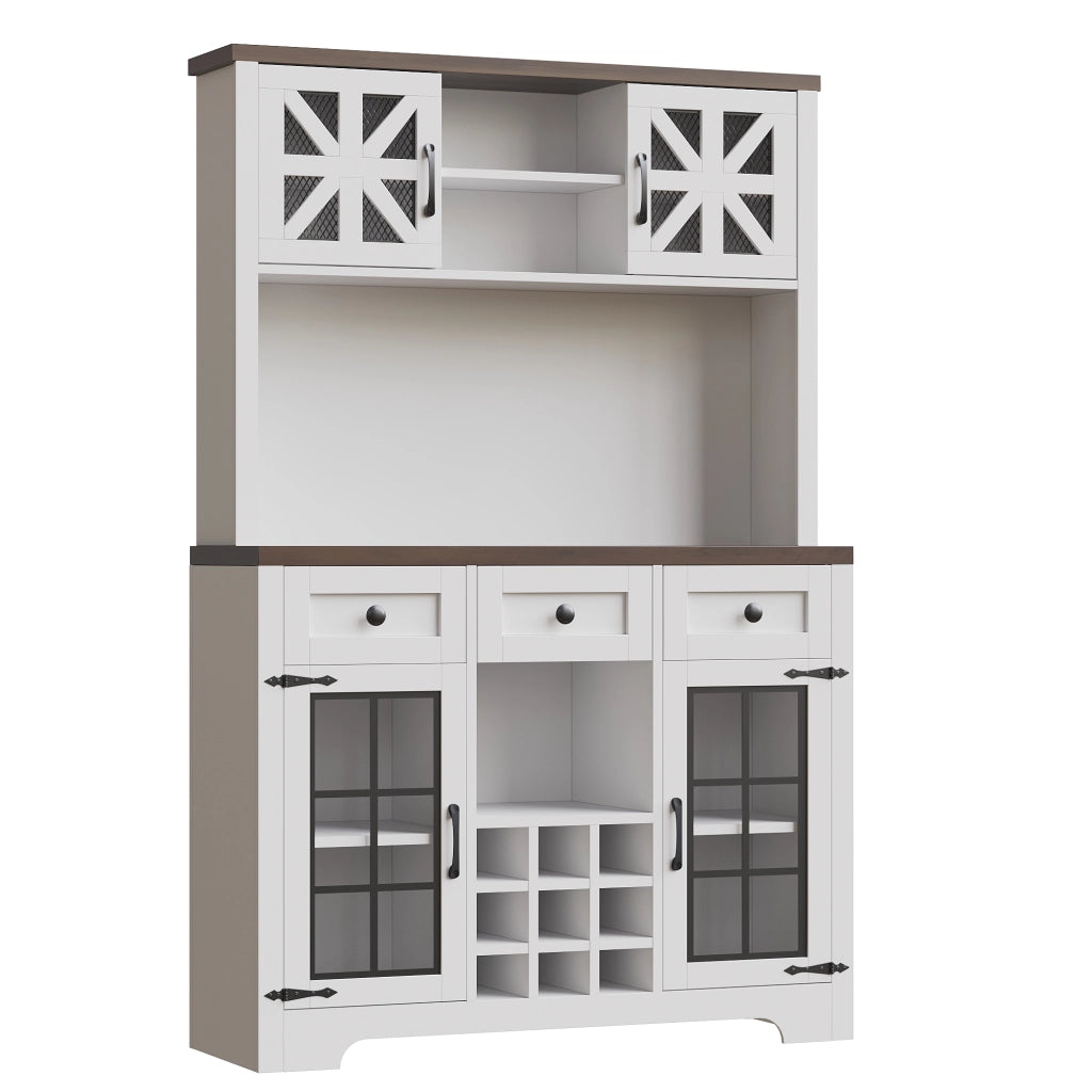 Dispensa alta con ripiani in MDF e vetro con LED app controllato, portasigari e cassetto, bianco 120 × 40 × 180 cm
